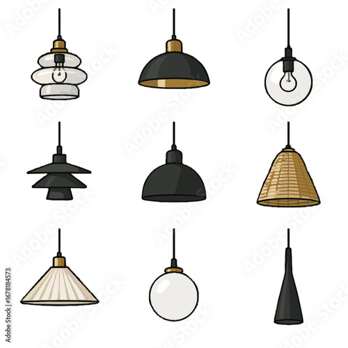 Black finish elongated glass light vector layered pendant icon pleated weave