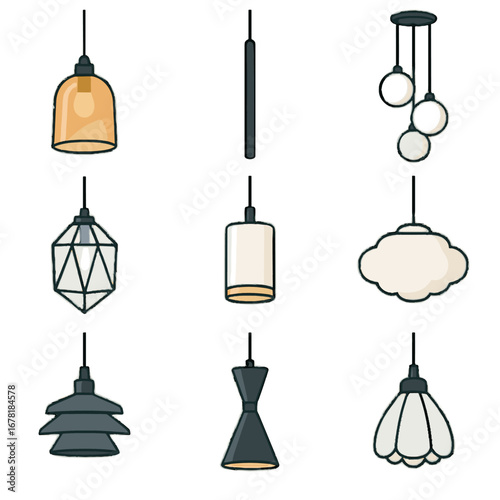Light hourglass pendant lamp scallop vector cluster glass trim icon stylish crystal
