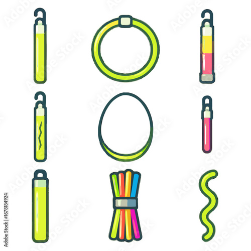 Single mini stick cracked wavy glow glowing colorful activated icon vector