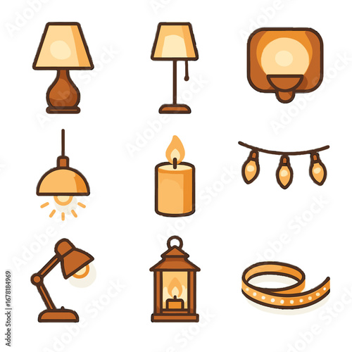 Collection light fairy dimmable small mood vector lighting lights lamp icon pendant