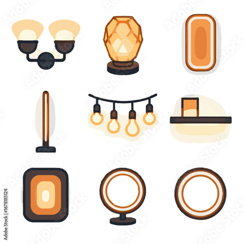 Light photo neon lamp icon hanging vector glass ambient string artistic modern