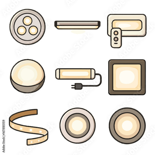 Lamp icon cabinet lights led modern light lighting puck panel vector glow