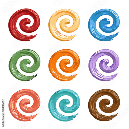 Swirl pastel vector yellow mandarin pink sage aquamarine collection vibrant red icon