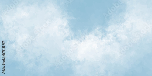 cloudy sky with color and white clouds filling the frame in an artistic watercolor painting style clouds background.	