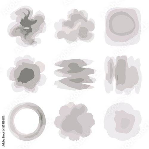 Artistry pigment flows icon gradients fluid tone vector ink stains wash blended
