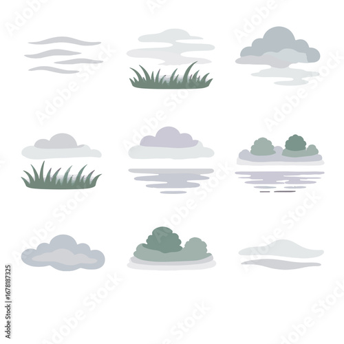 Roll thin soft meadow vector landscape icon misty fog icons haze layer
