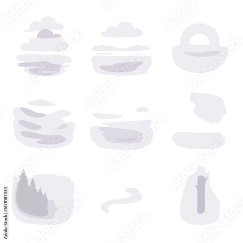 Trunk vector morning icon ray strip haze vapor dense over faint fog