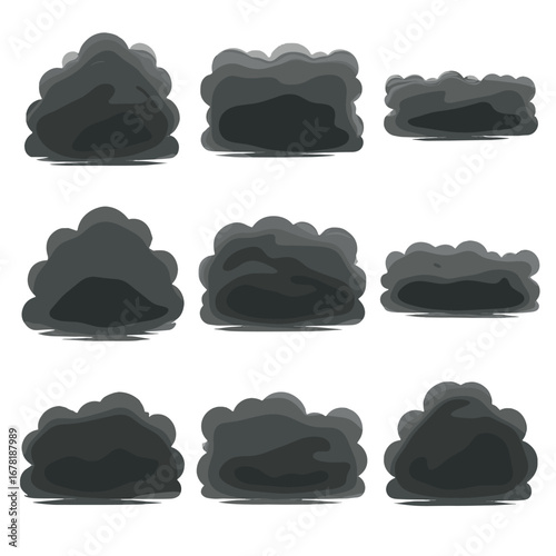 Dark cloud span smoke vapor band haze fog vector storm icons mist