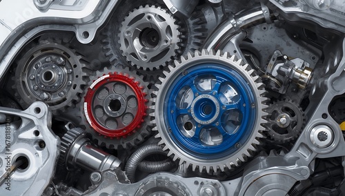 close up of a motorcycle engine