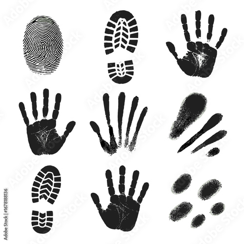 Outlines hand vector shoe dirty palm dusty icon fingerprints smudged finger prints