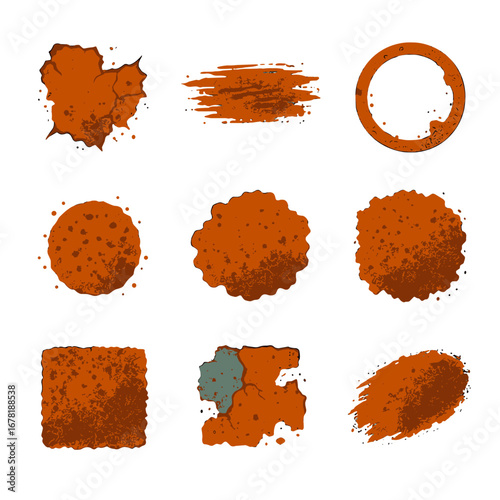 Stains rust paint rough metal corrosion icon vector oxidized shape streak patch