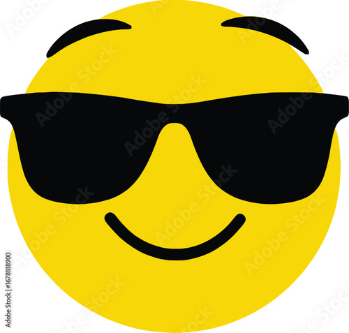 Cool yellow emoji wearing sunglasses and smiling, perfect for expressing a laid-back attitude online