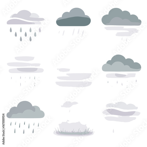 Icons icon rainy soft damp vector gentle drizzle rain meadow fog