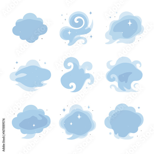 Haze vapor sparkling swirl fog curl icons enchanted vector icon mist glowing