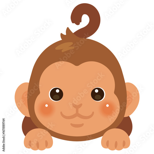 うつ伏せになったサルのイラスト