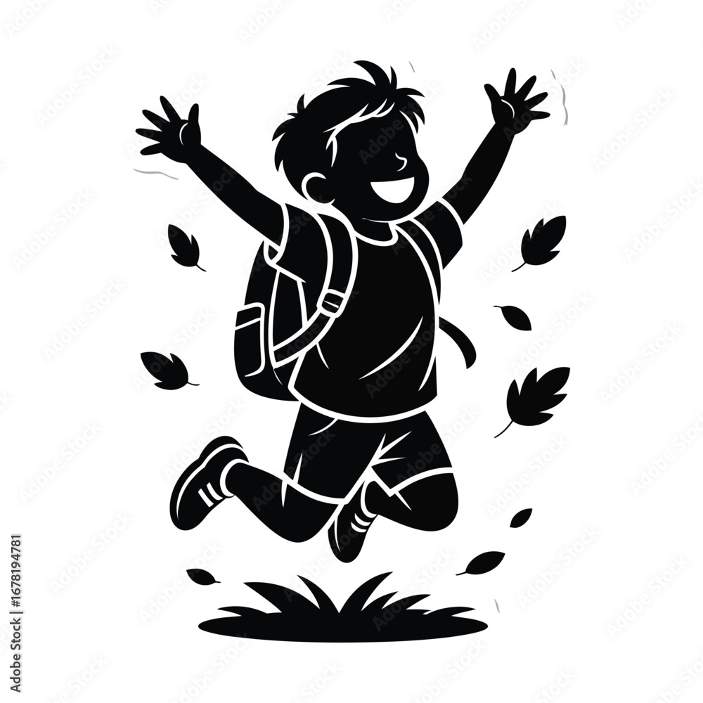 Fototapeta premium Squirrel Silhouette Illustration Eating Acorn on Pile Black and White Design, a Wildlife Scene Depicting Nature's Charm in a Graphic Style