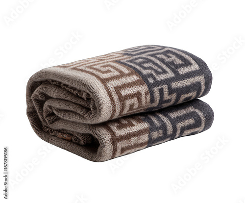 Folded blanket with geometric pattern