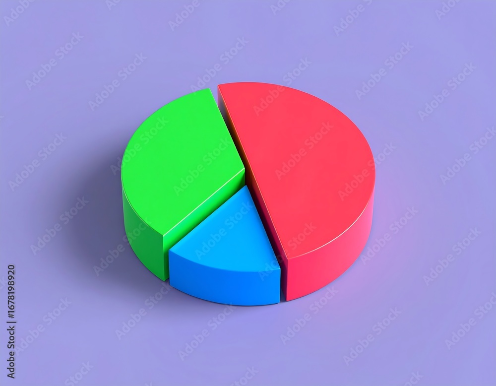 Obraz premium Colorful 3D pie chart on a muted background