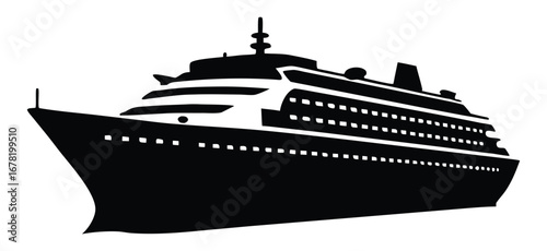 Silhouette of a luxurious cruise ship vacation and international travel