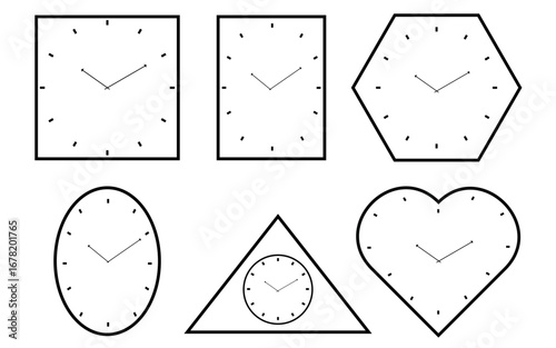 Black and white minimalist clock icon vector illustration