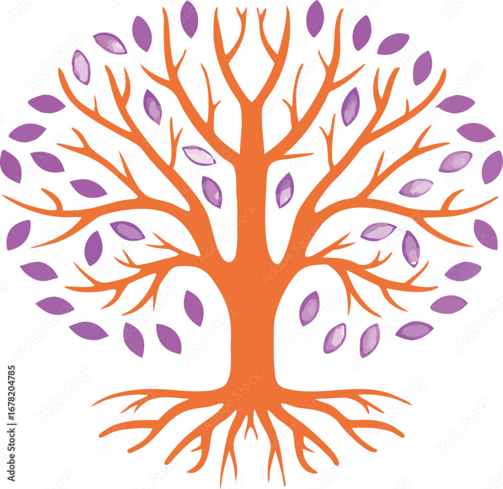 Fototapeta premium abstract tree with colorful hands, Stylized vector tree logo icon