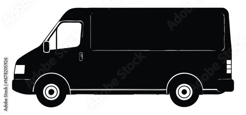 Black delivery van vector illustration for transport and logistics industry projects