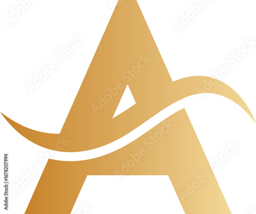 golden font letter a logo