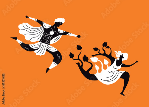 greek mythology daphne running from apollo and turning into plant