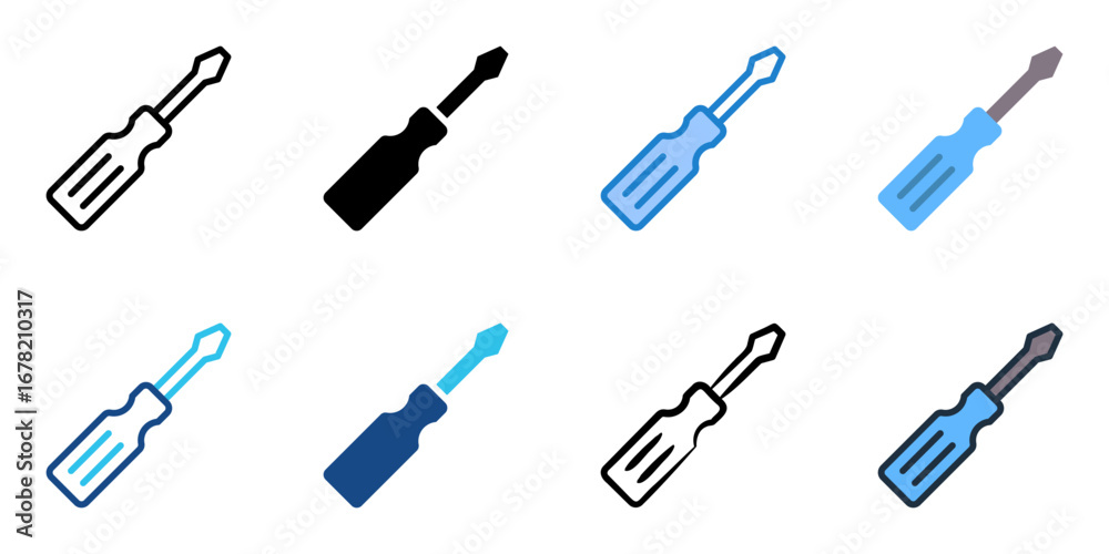 Obraz premium Screwdriver icon set multiple style collection 
