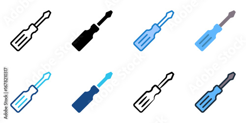 Screwdriver icon set multiple style collection 
