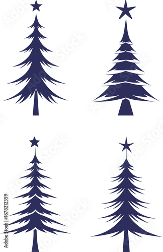 Silhouette set of Christmas trees in illustration. EPS-10.