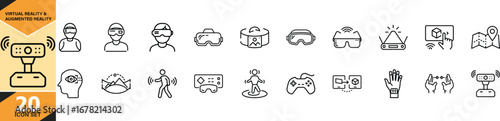 Diverse set of vr and ar icons illustrating futuristic technology and digital experiences vector