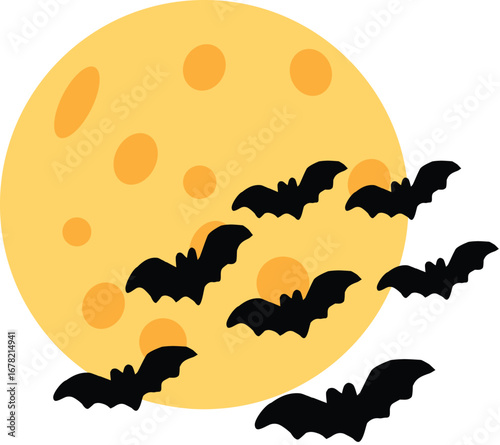 halloween background with bats and moon
