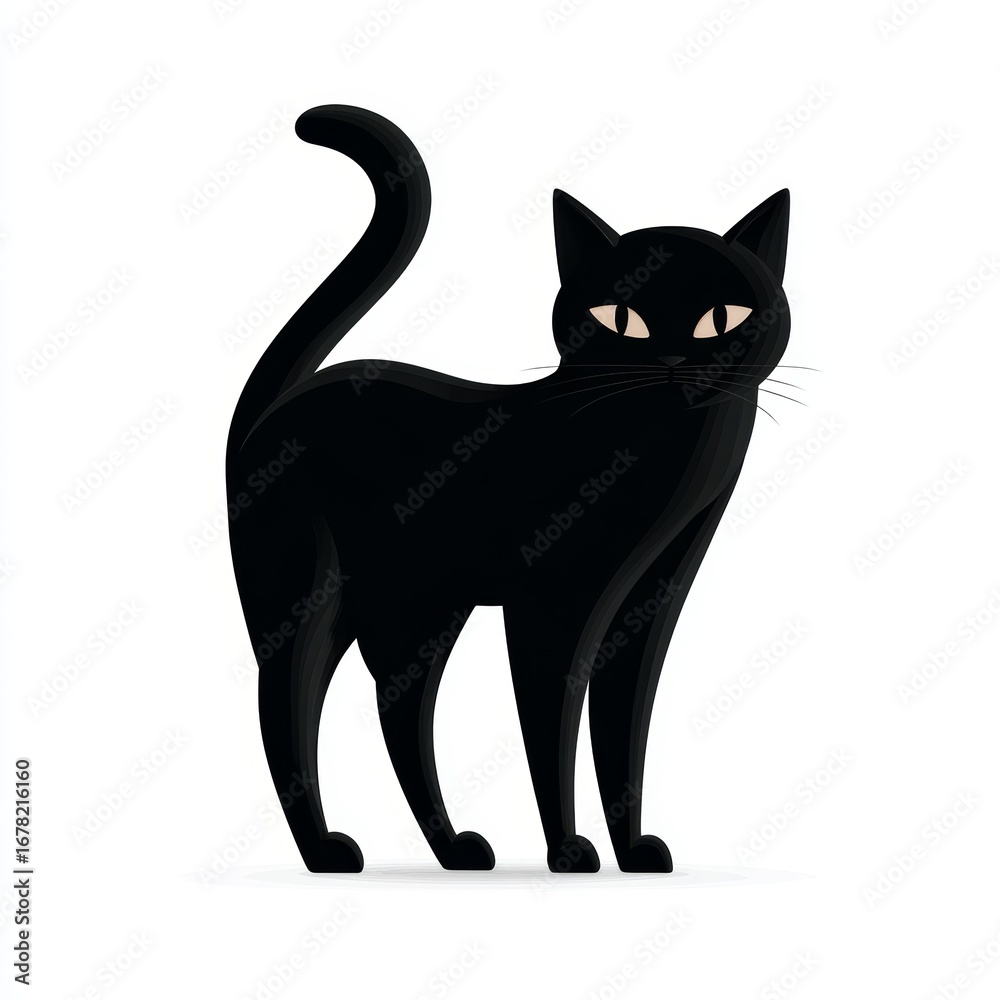 Fototapeta premium Playful black cat illustration creative art digital environment whimsical viewpoint