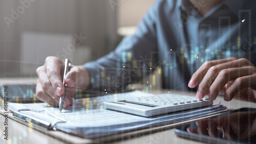 Foto Financial analysis technology concept