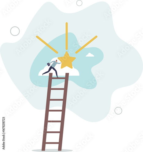 Business champion succeed to get reward, winning star employee, career path or dream job concept.life and employment of people.