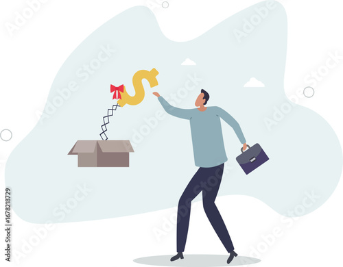 Surprise money or reward, bonus or salary raise, investment profit, dividend or high return stock,life and employment of people.