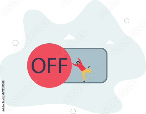 Switch off or turn off setting preference, analytics control panel or power shutdown electricity, saving energy and ecology concept.life and employment of people.