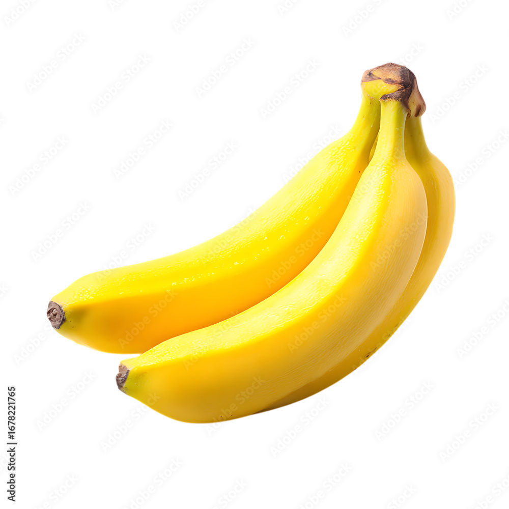 Close up of two ripe yellow bananas.