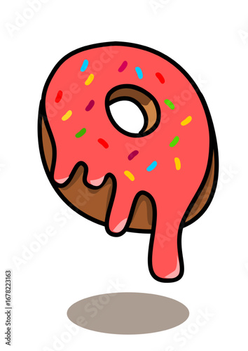 illustration of a pink donut