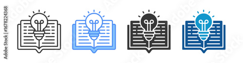 Knowledge Icon Set Multiple Style Collection