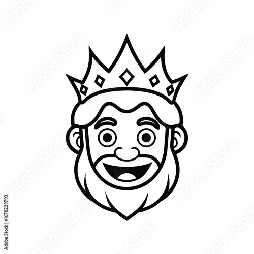 King line art drawing, King line art vector, Royal king line art