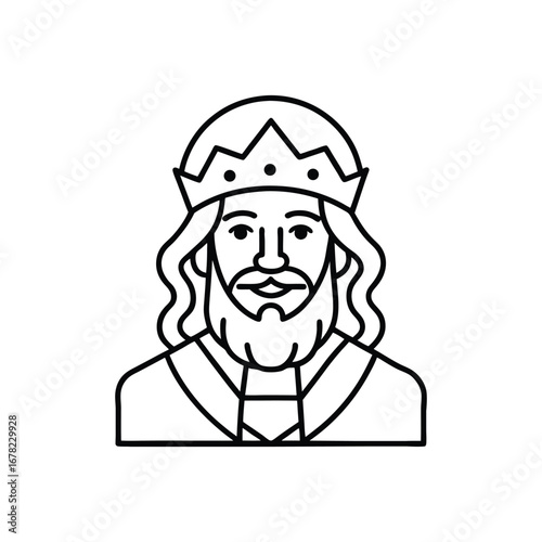 King line art drawing, King line art vector, Royal king line art