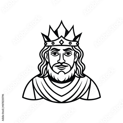 King line art drawing, King line art vector, Royal king line art