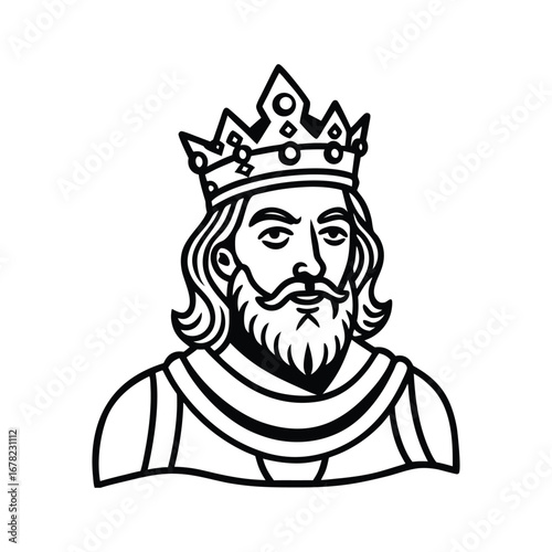 King line art drawing, King line art vector, Royal king line art