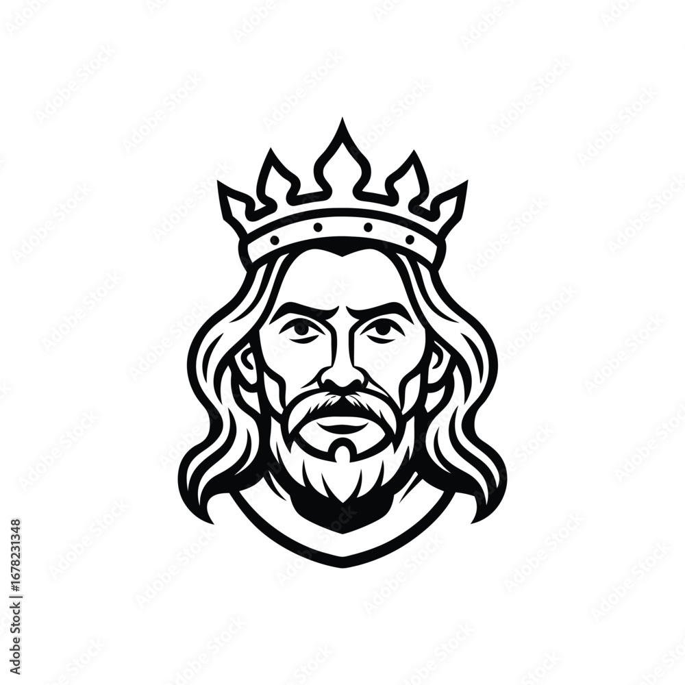 Obraz premium King line art drawing, King line art vector, Royal king line art