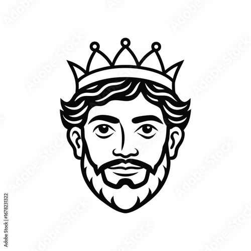 King line art drawing, King line art vector, Royal king line art