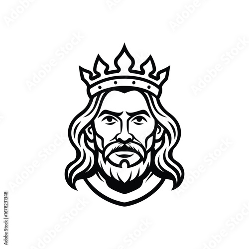 King line art drawing, King line art vector, Royal king line art