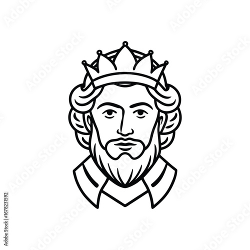 King line art drawing, King line art vector, Royal king line art