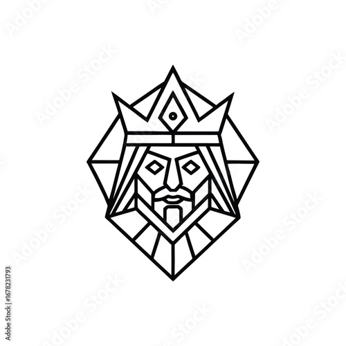 King line art drawing, King line art vector, Royal king line art